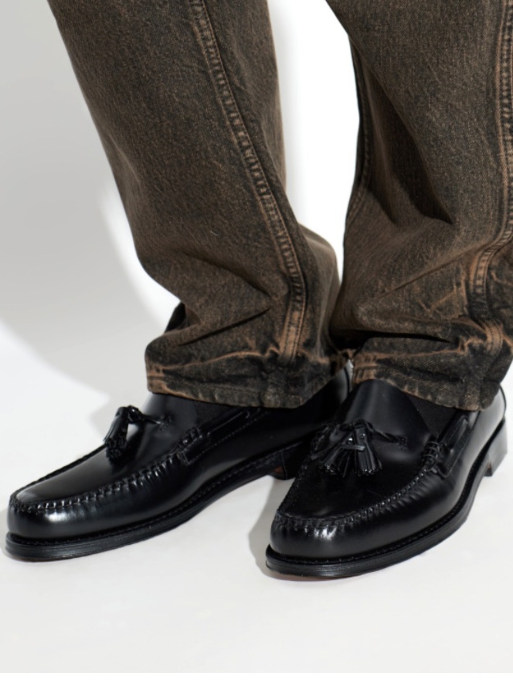 G.H. Bass Weejun Larkin Loafers Classic Black Leather Tassel Loafer Mens 10 A